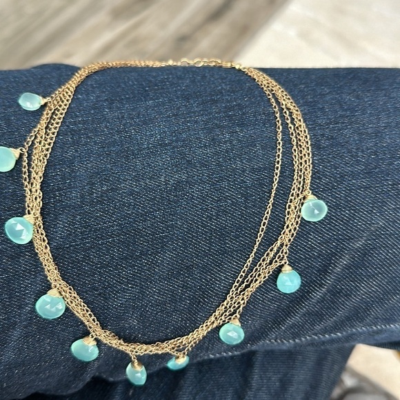 Apatite Gemstone Necklace on Five Gold Filled Chains.  Delicate look. - Picture 3 of 10